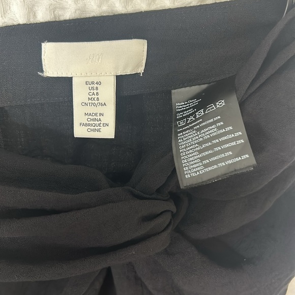 Knot Detail Linen Blend Black Midi Skirt with Slit H&M Size 8 - Picture 9 of 11
